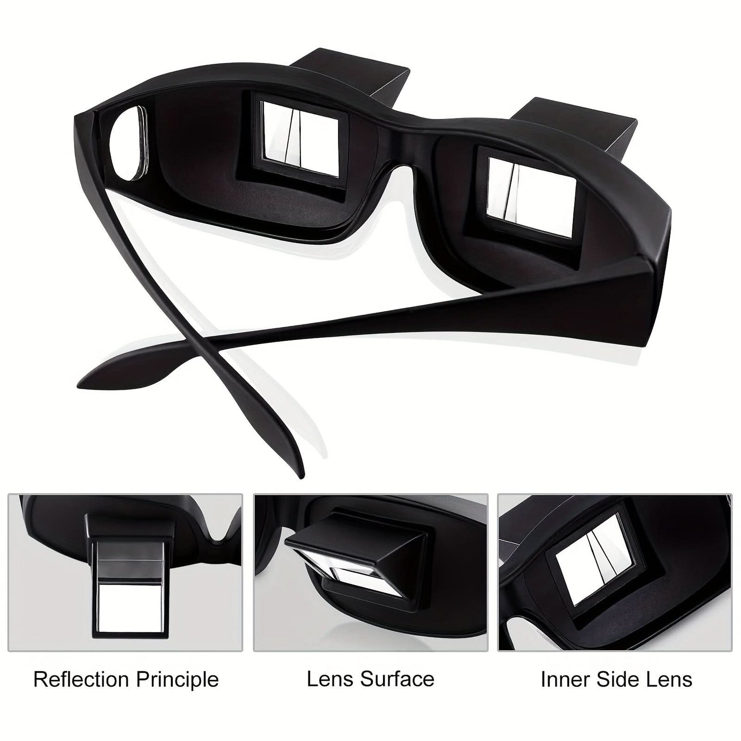 KROKODIL Rectangular Lazy Glasses - HD Prism Clear Lens for Reading & TV