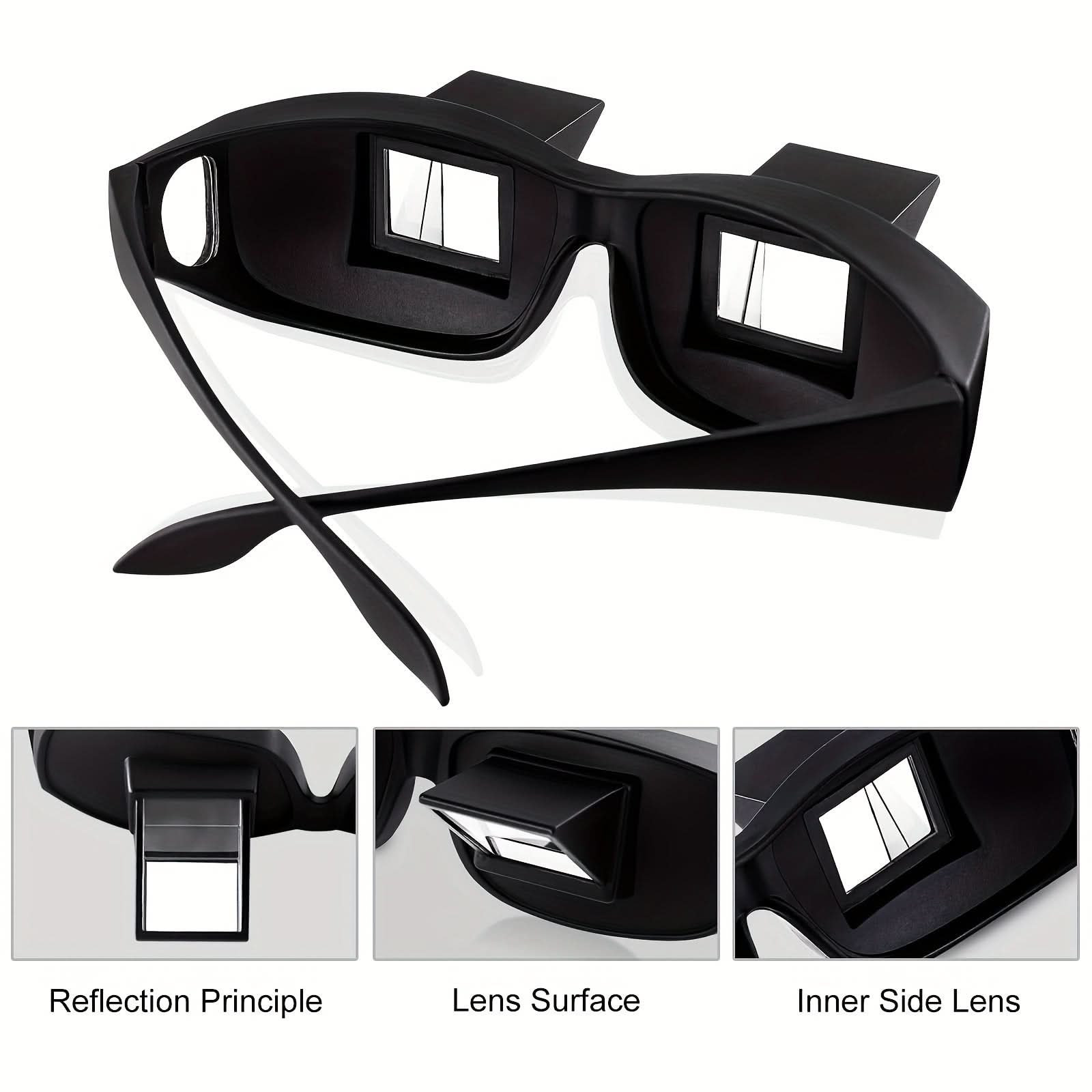 KROKODIL Rectangular Lazy Glasses - HD Prism Clear Lens for Reading & TV