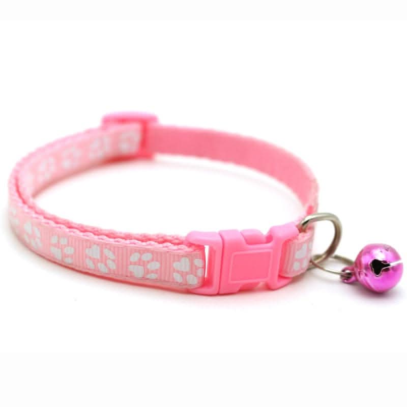 Adjustable Bell Collar with Paw Print Design
