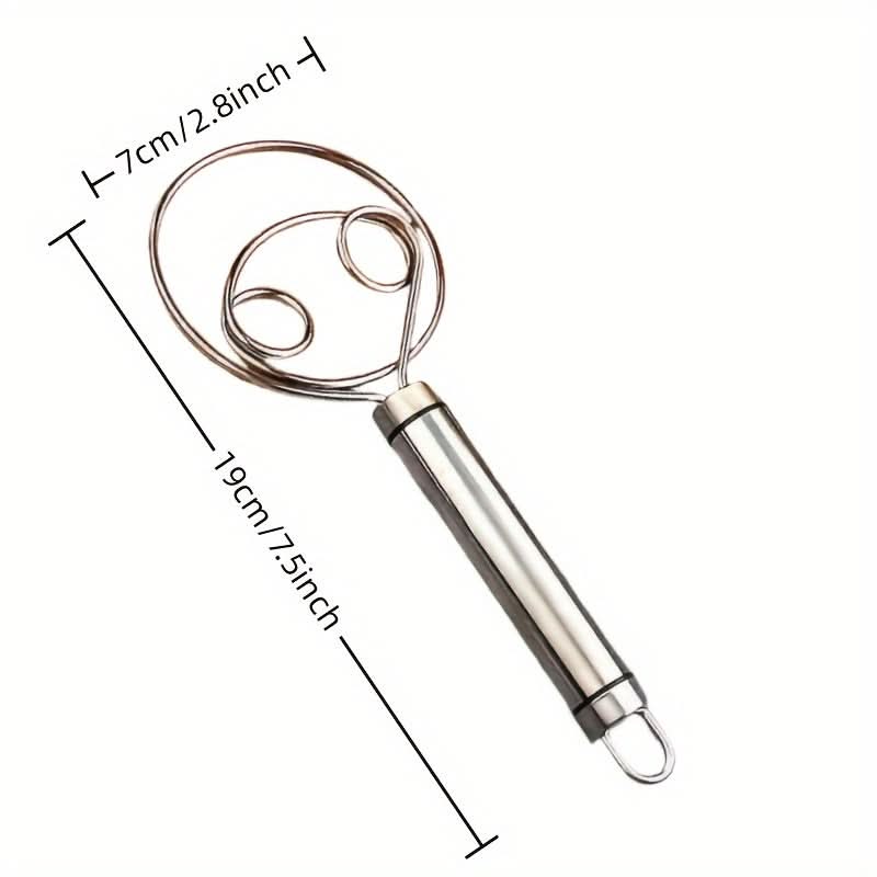 Stainless Steel Dough Mixer with Scraper - Handheld Dual-Hole Whisk