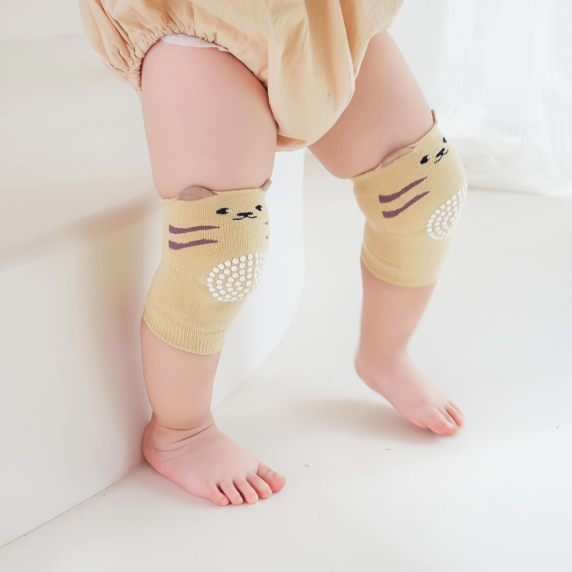 6 Pairs Baby Knee & Elbow Pads with Cute Animal Designs - Anti-Slip Crawling Protectors