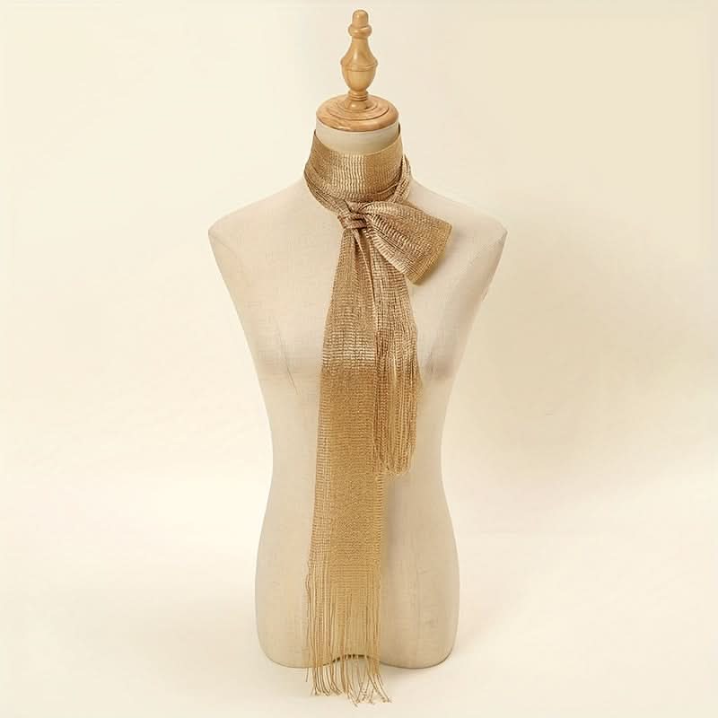 Glittering 3-Piece Metallic Mesh Scarf Set – Golden, Silvery & Black