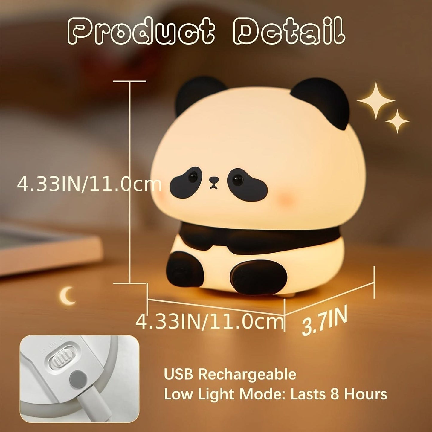 Rechargeable LED Panda Nursery Night Light