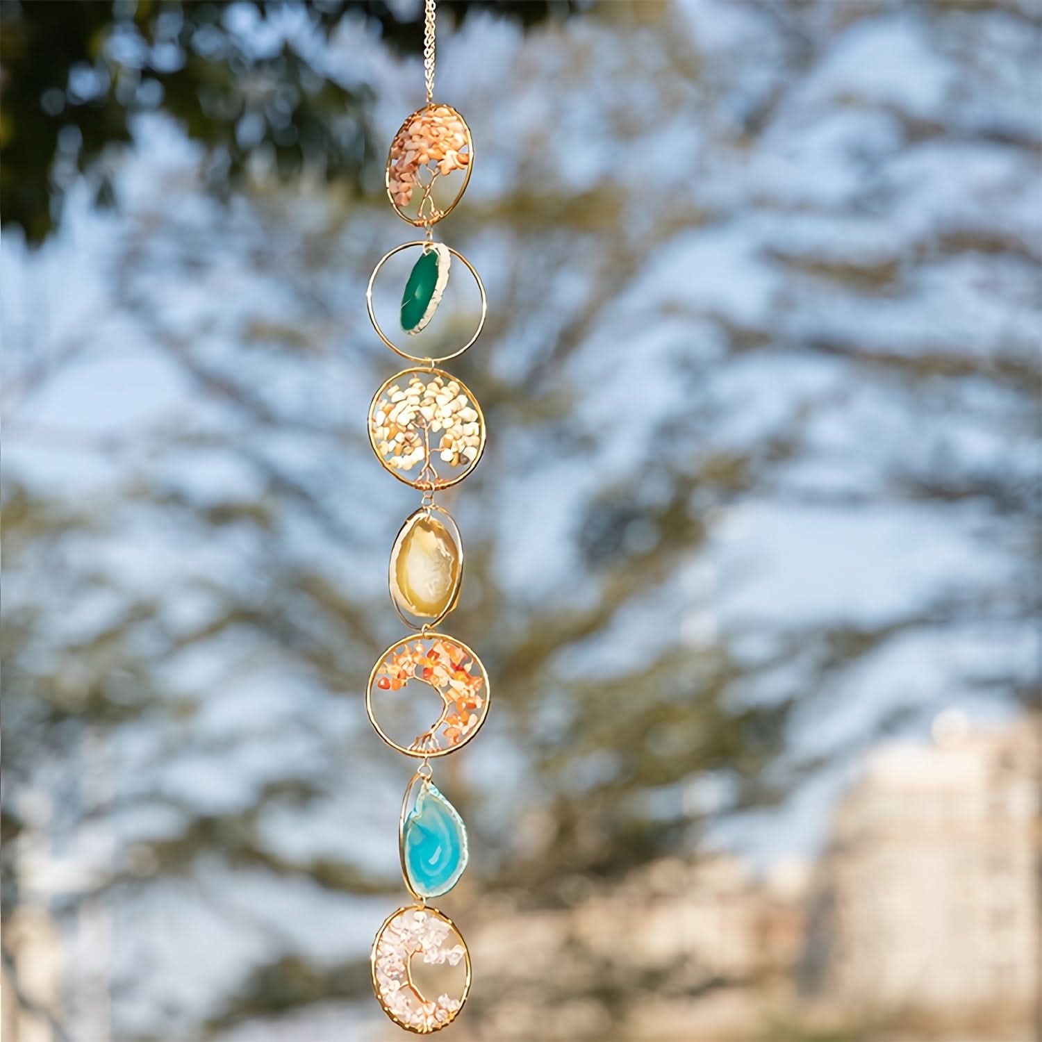 Handmade Amethyst Sun Catcher Wind Chime Pendant