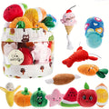 Squeaky Dog Toys – Plush Cotton Blend Fruit-Shaped Puppy Toys, 12 Pcs Set