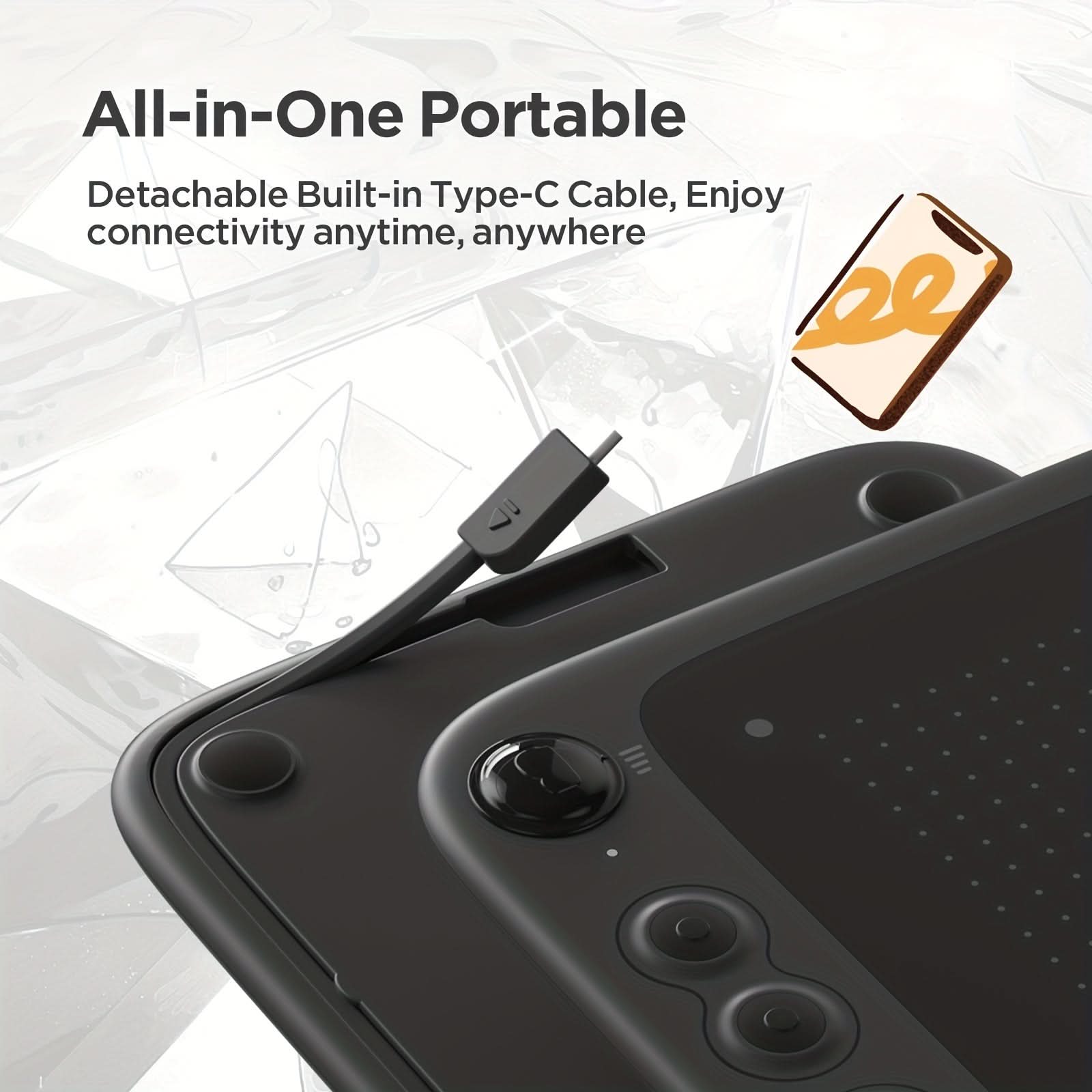Mobile Drawing Tablet – 6.3x3.5" Battery-Free Stylus Pad