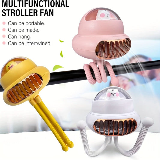 Cartoon Octopus Clip-On Fan – USB Rechargeable