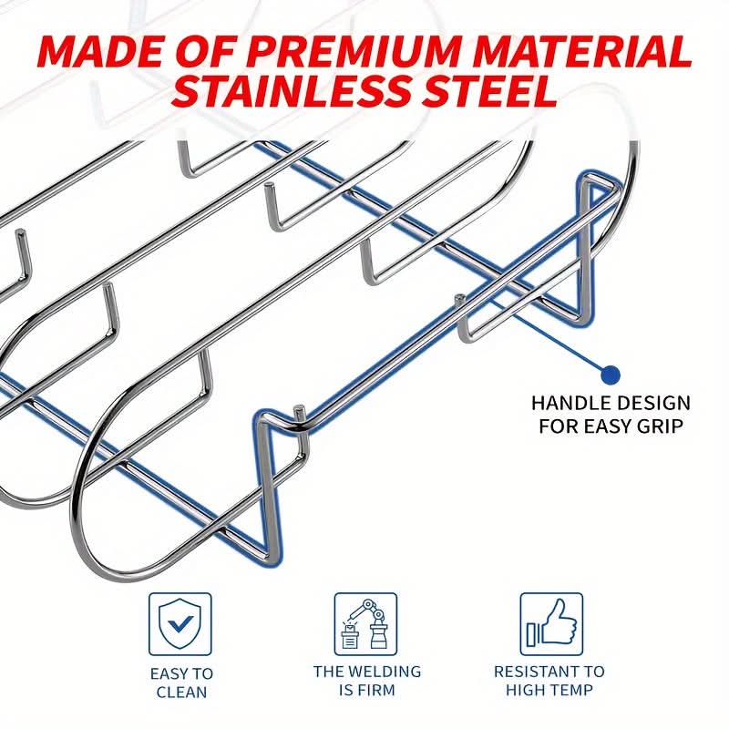 5-Slot Stainless Steel Rib Rack for Grilling