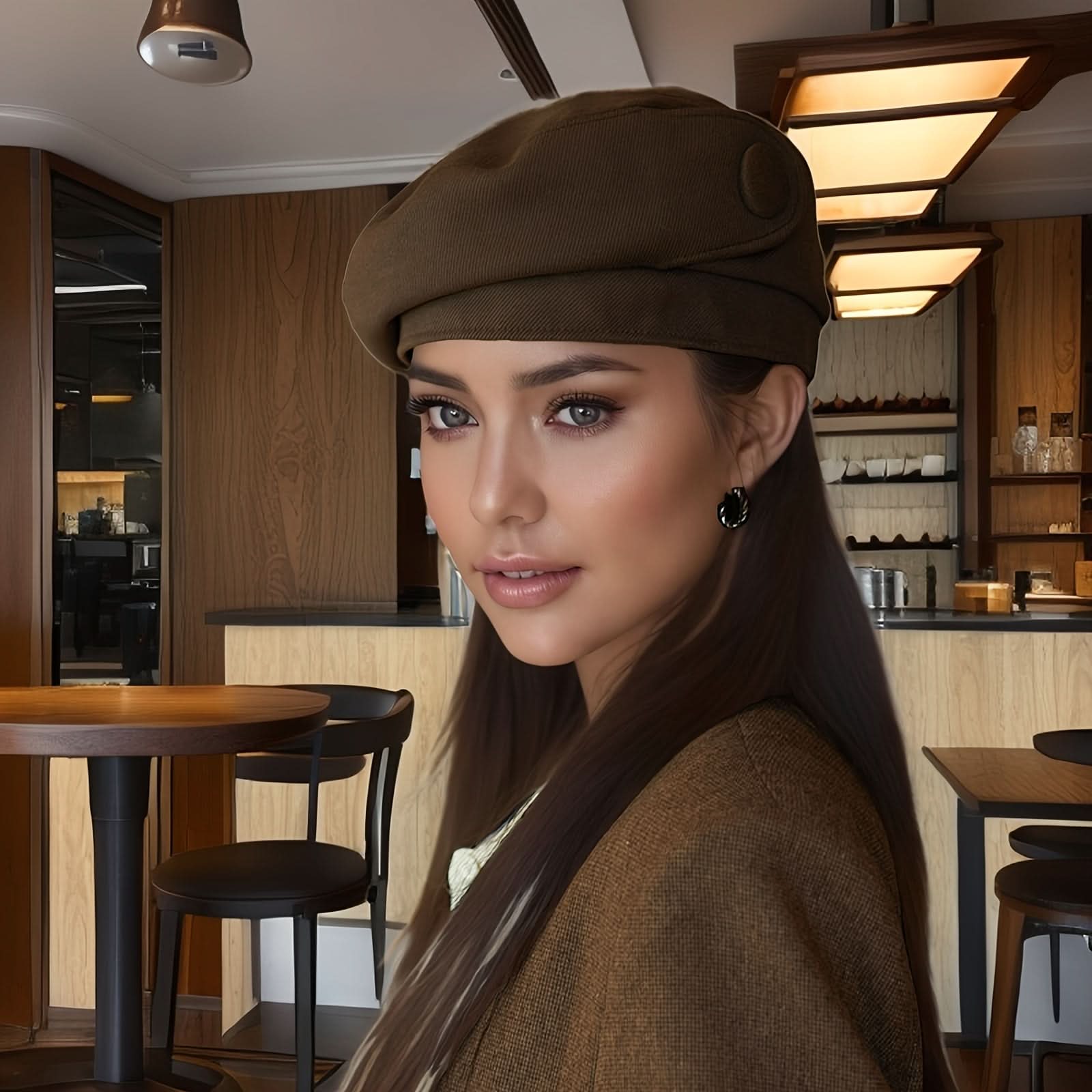 Elegant Women’s Beige Beret Hat – Sun Protection