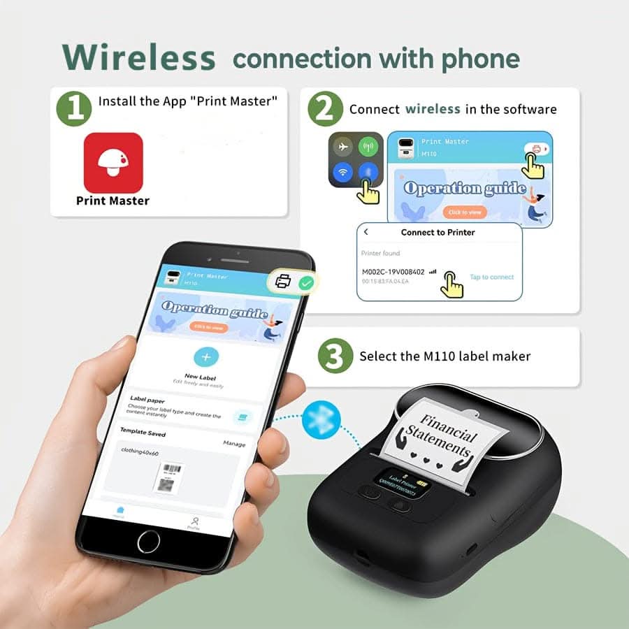 Compact Wireless Thermal Label Printer for Mobile