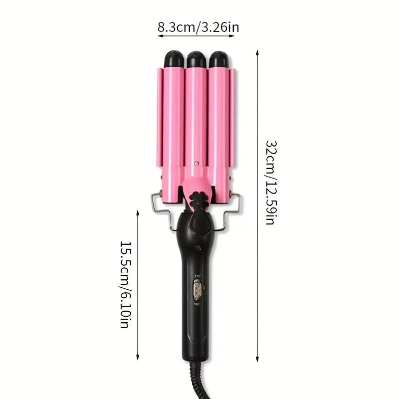 Water Ripple Hair Curler – Ceramic 3-Barrel Iron