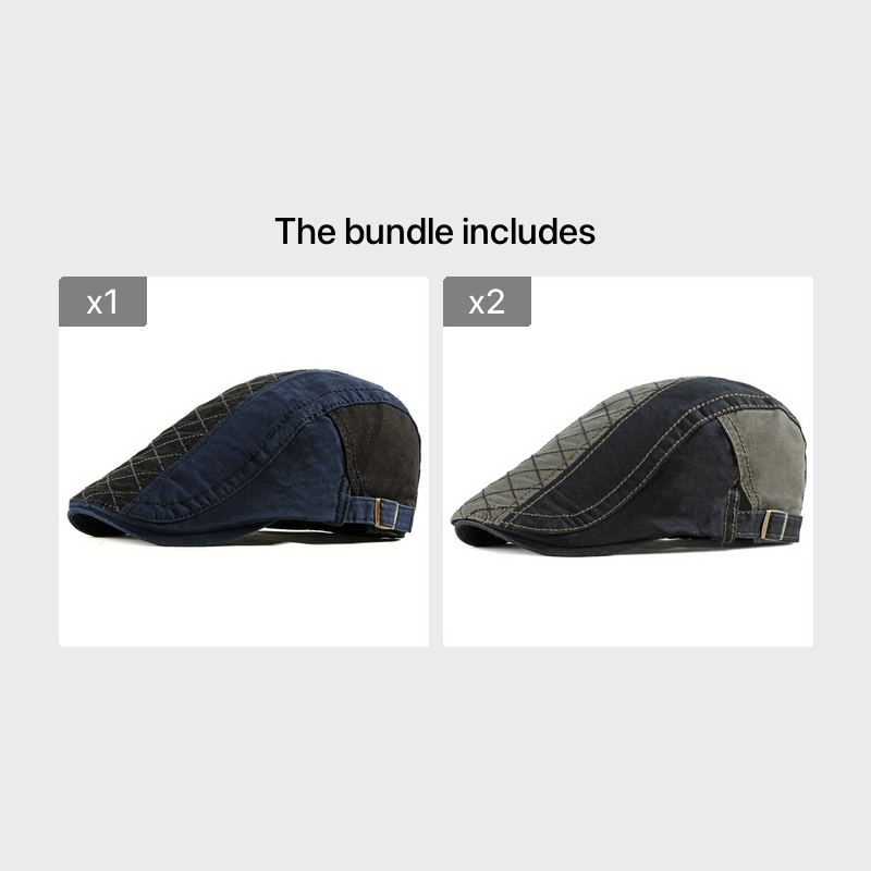 Men’s Vintage Newsboy Flat Cap – Adjustable, Lightweight Polyester