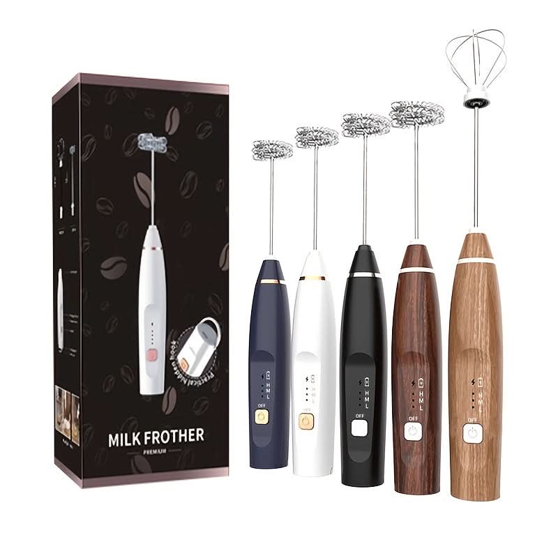 USB Rechargeable Handheld Milk Frother – 3-Speed Adjustable Blender