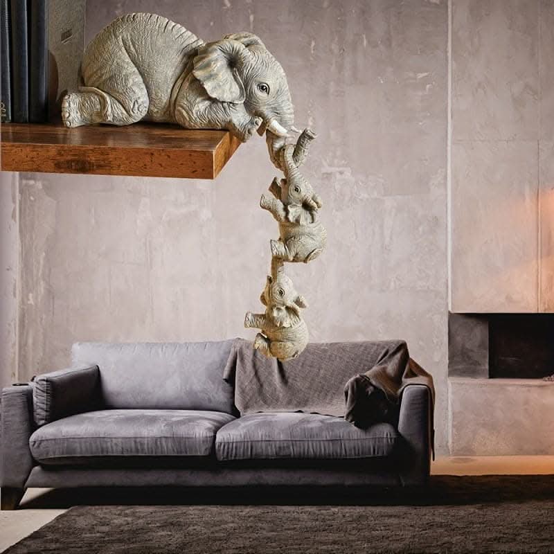 3-Piece Resin Elephant Statue Set – Elegant Handcrafted Decorative Figurines