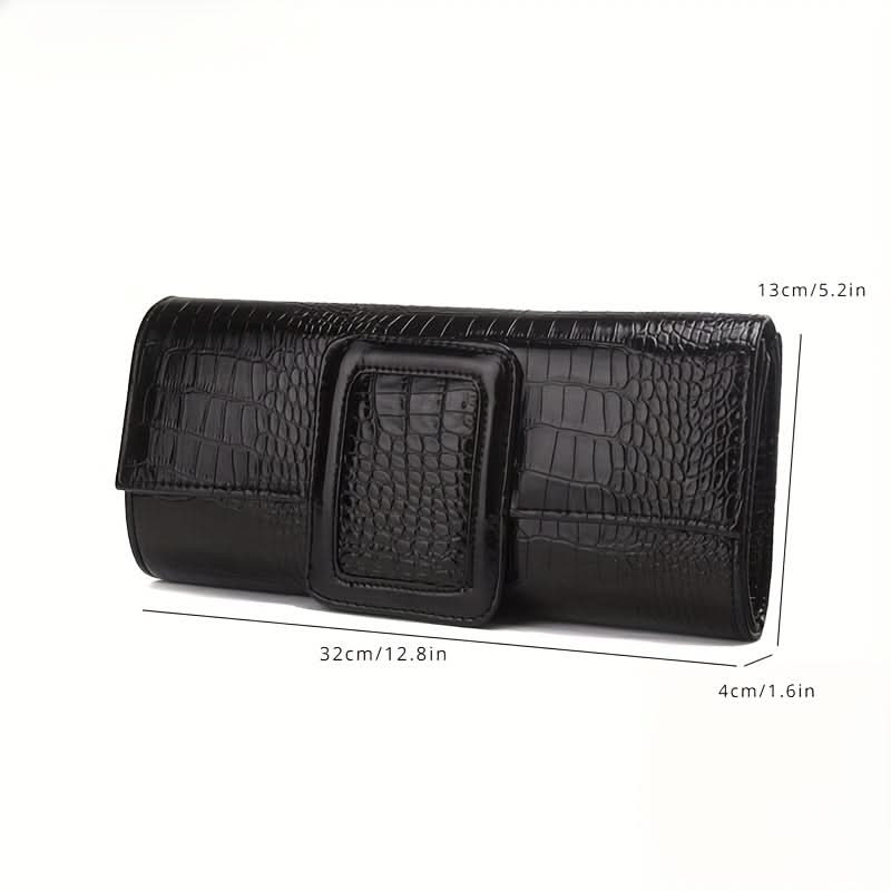 Vintage Crocodile Envelope Clutch, Faux Leather Crossbody