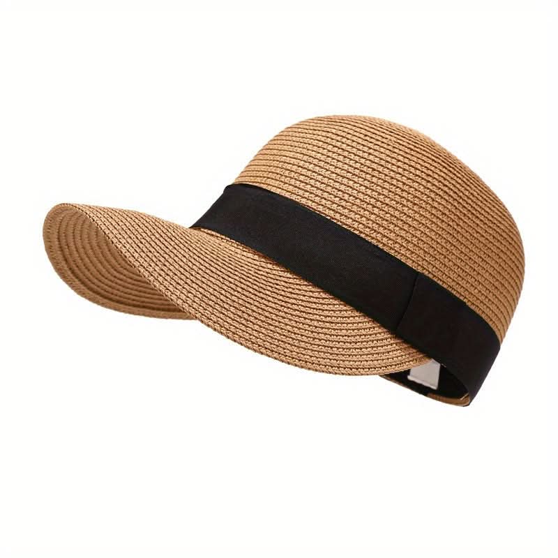 Women's Straw Sun Visor Hat – Wide Brim, UV Protection, Breathable & Stylish