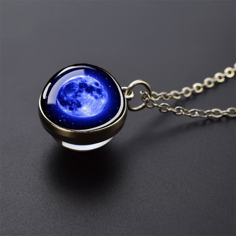 Solar System Glass Pendant Necklace - Celestial Jewelry