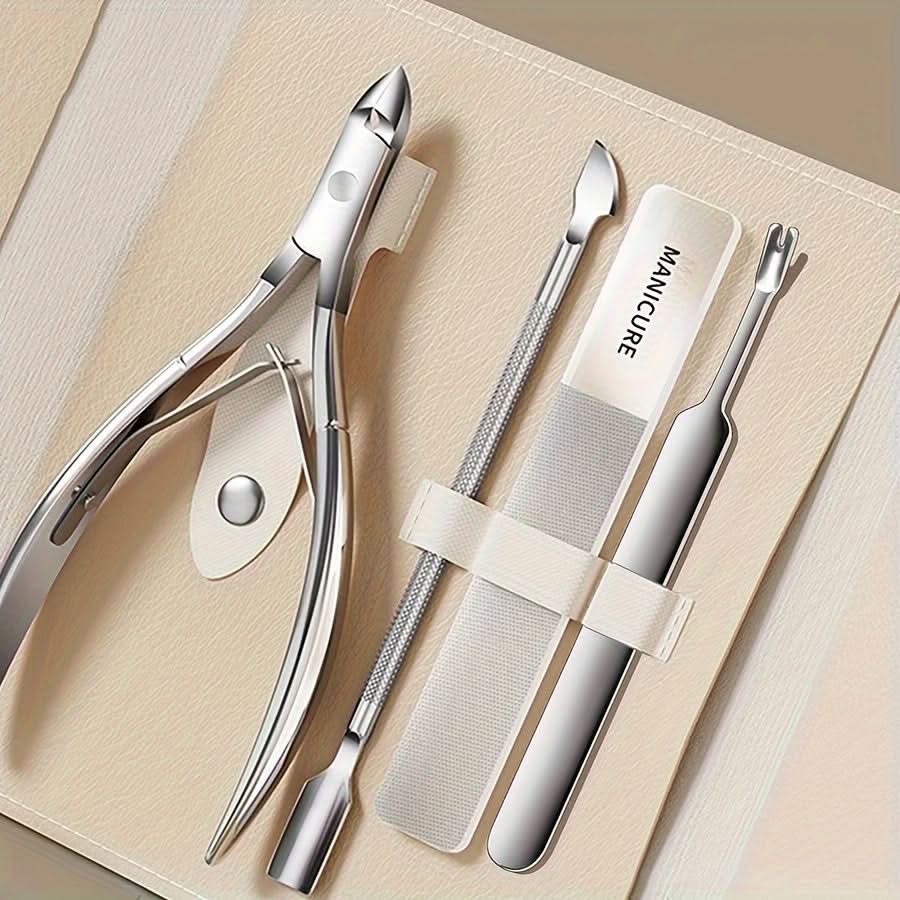 4-Piece Stainless Steel Manicure Set - Nail Care Tools