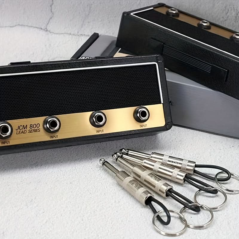 Guitar Plug Keychain Set with Holder