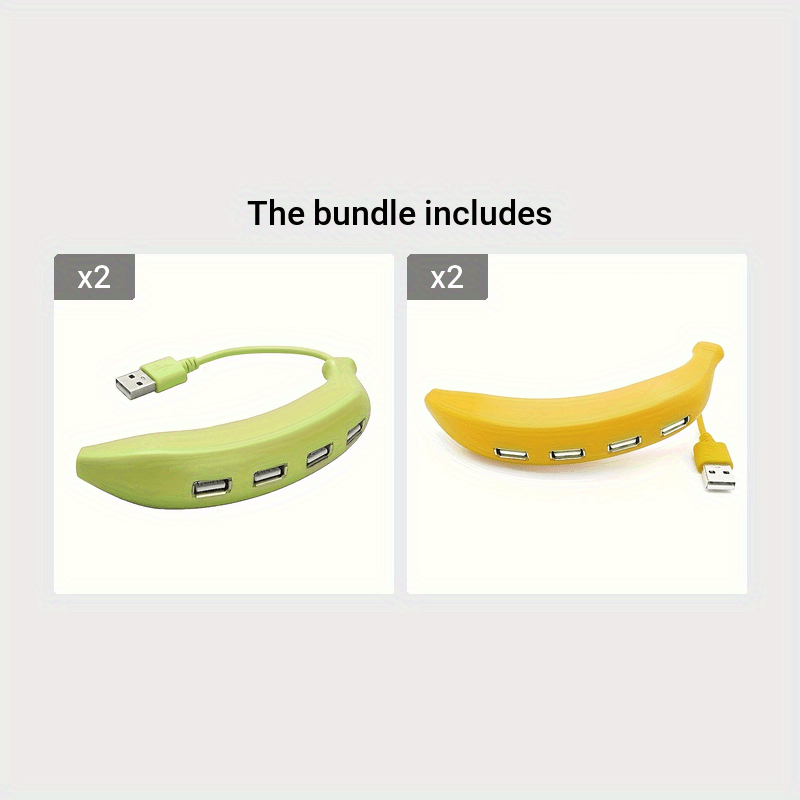 Banana-Shaped 4-Port USB 2.0 Hub – Portable, User-Friendly USB Expansion