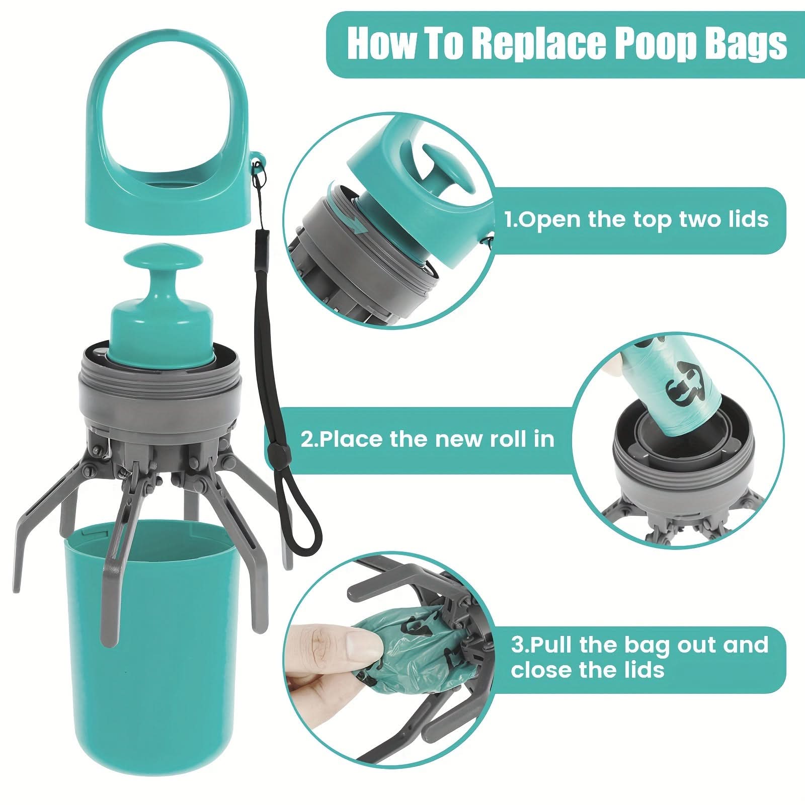Portable 6-Claw Dog Poop Picker – Outdoor Scooper with Bag
