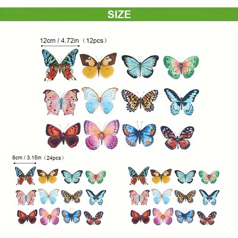 3D Butterfly Wall Stickers, Self-Adhesive Decor Set