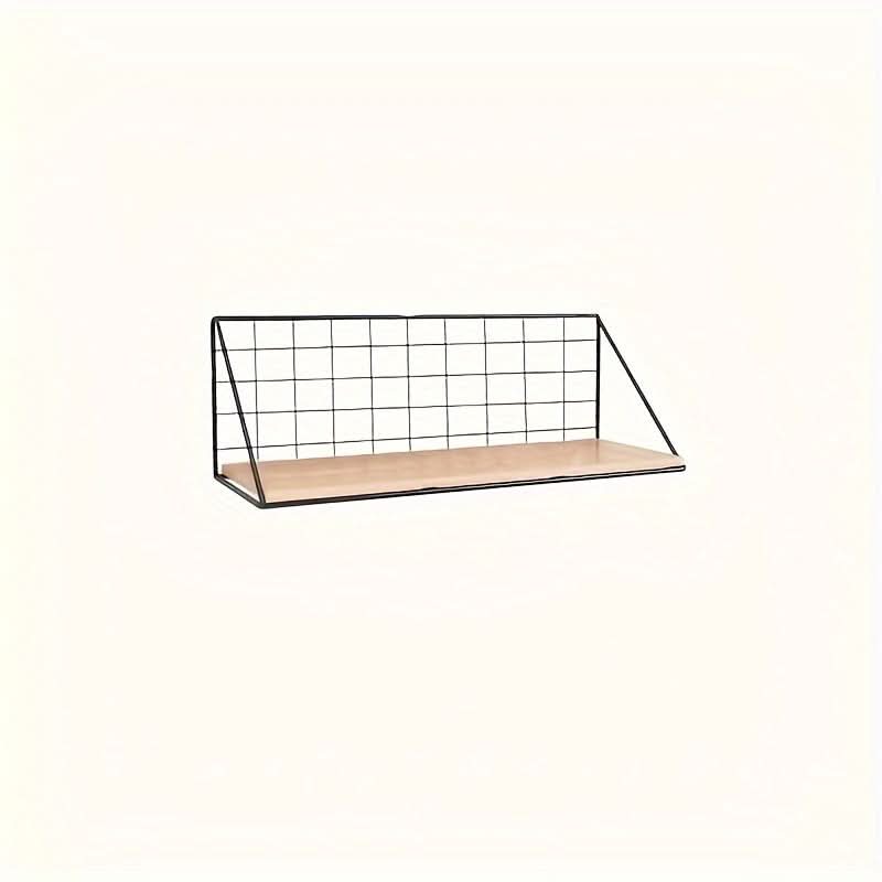Metal Wall-Mounted Storage Rack - Floating Shelf, Punch-Free Hanging Organizer