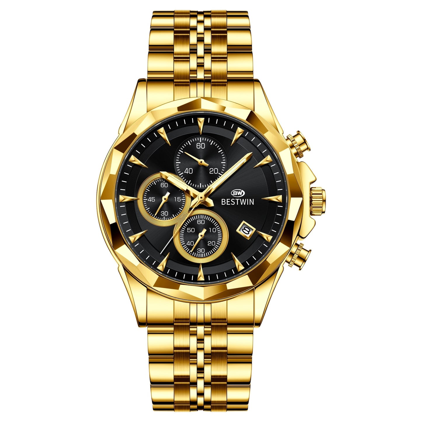 Bestwin BW1734 Luminous thin steel quartz watch for men