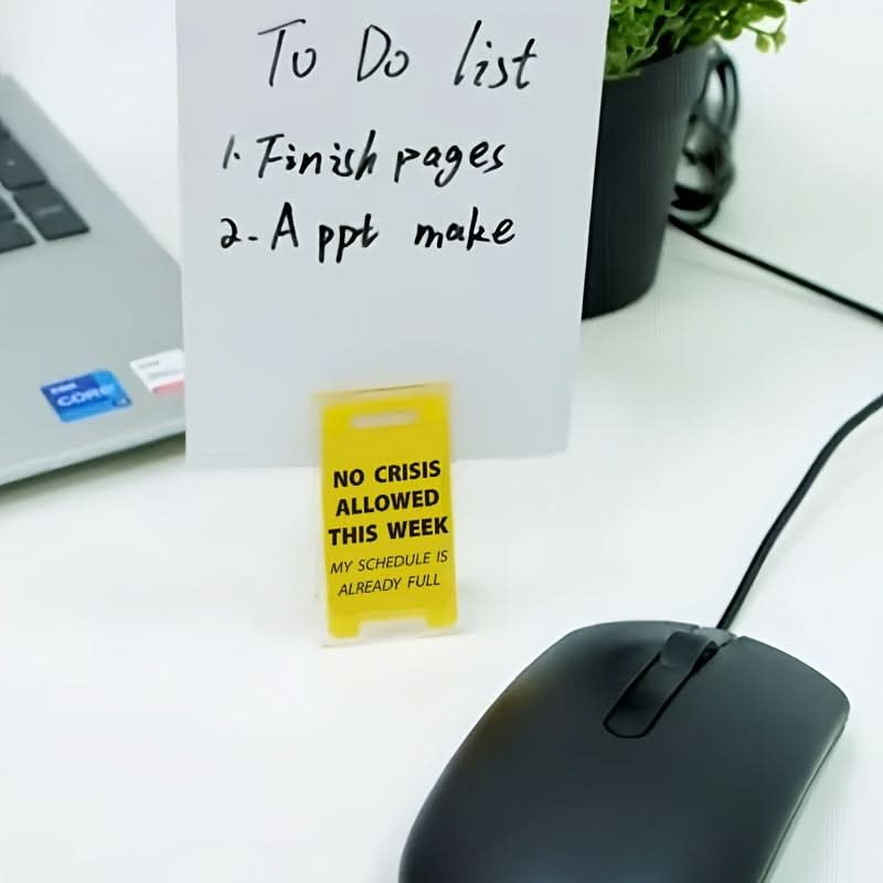 Funny 'No Crisis Allowed' Acrylic Desk Sign