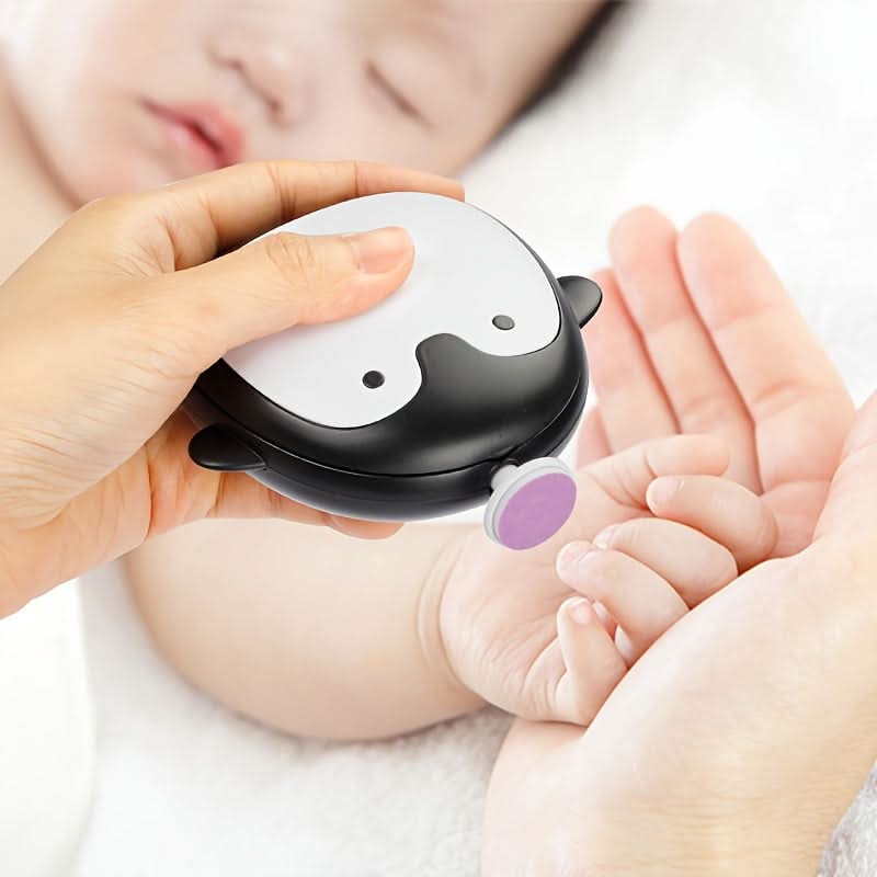 Electric Nail Grinder for Babies, Cartoon Penguin Design, 8 Grinding Heads
