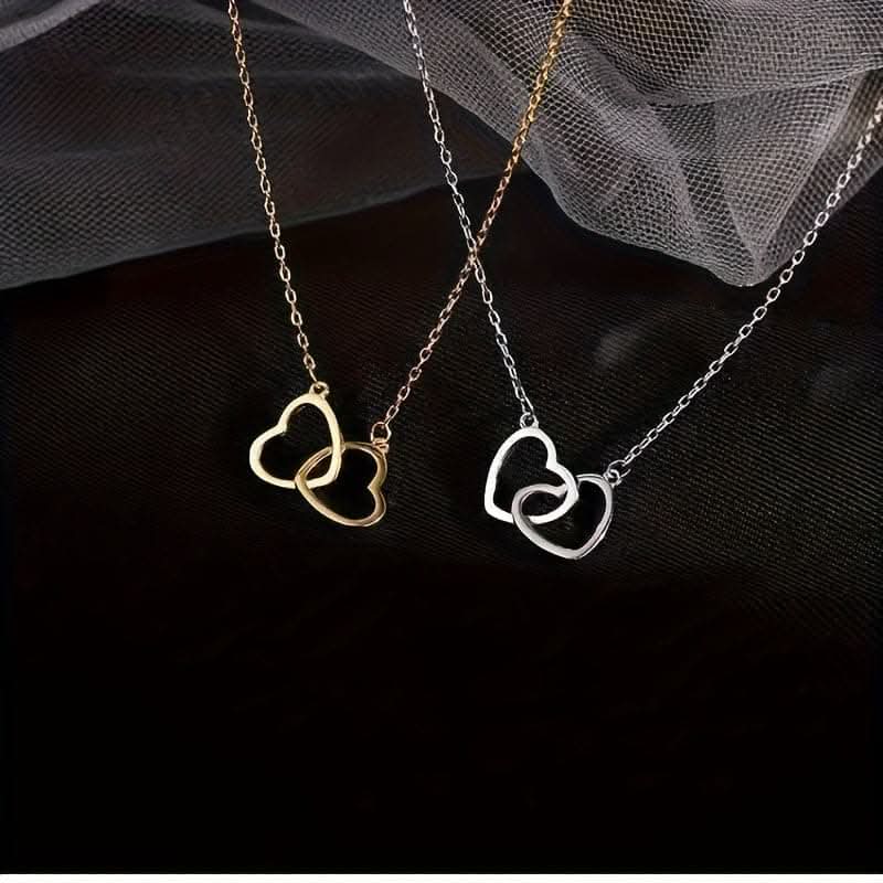 Double Heart Pendant Necklace – Minimalist Chic