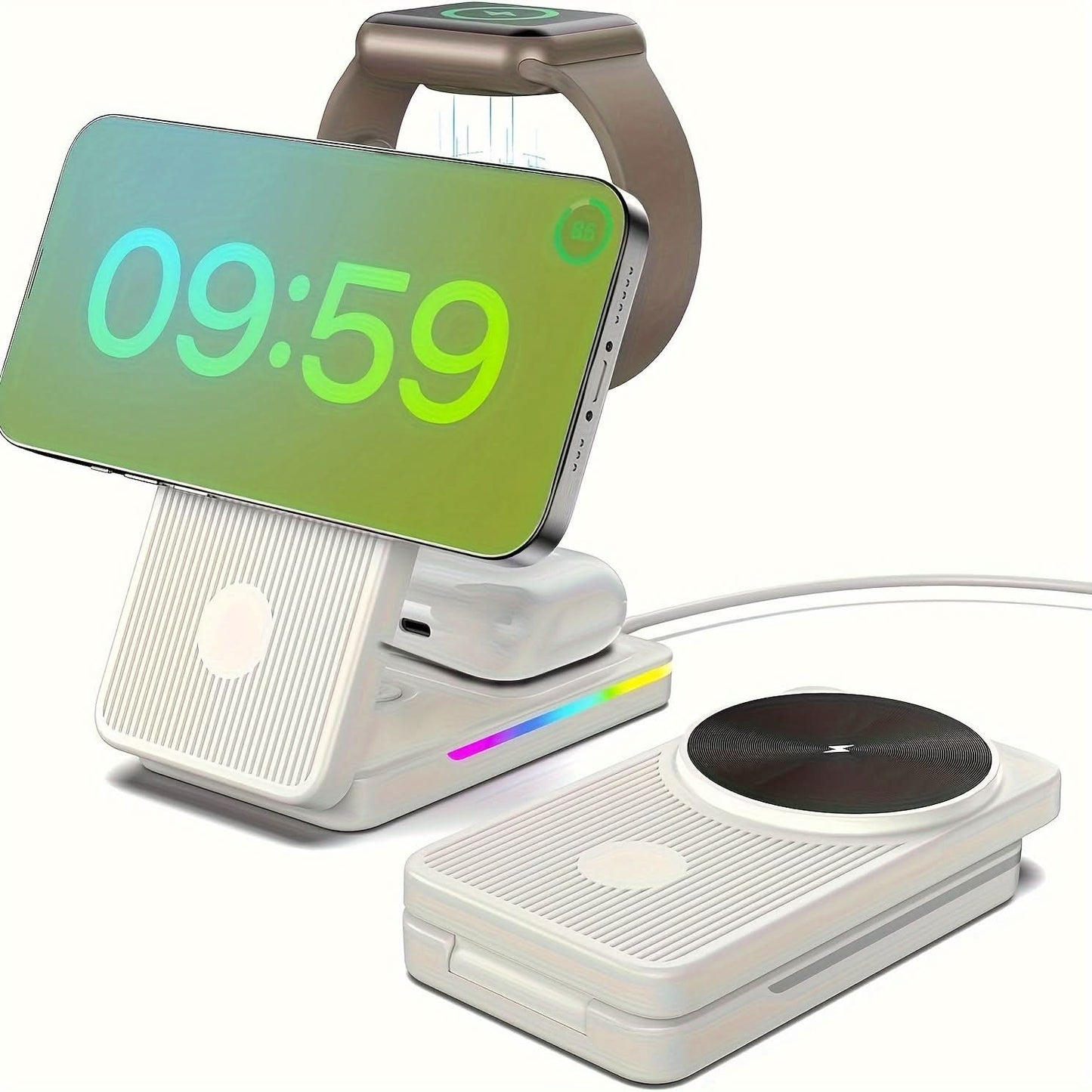 3-in-1 Foldable MagSafe Wireless Charging Station for Apple