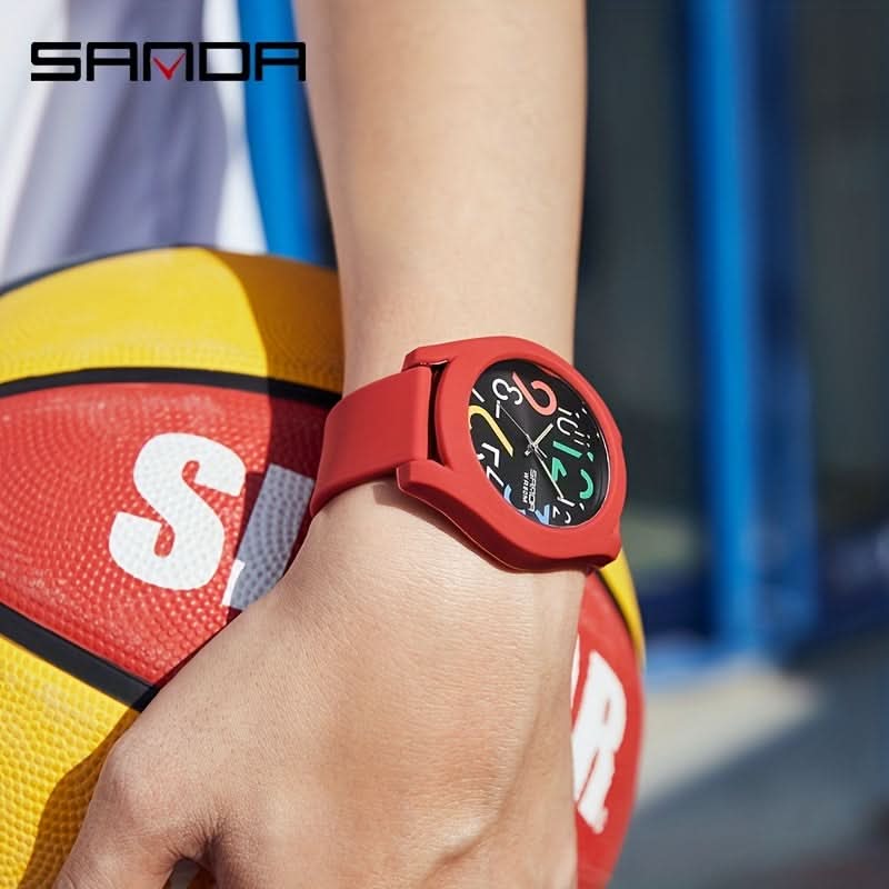 Men's Sports Quartz Watch – Colorful Removable Rubber Strap, Large Dial