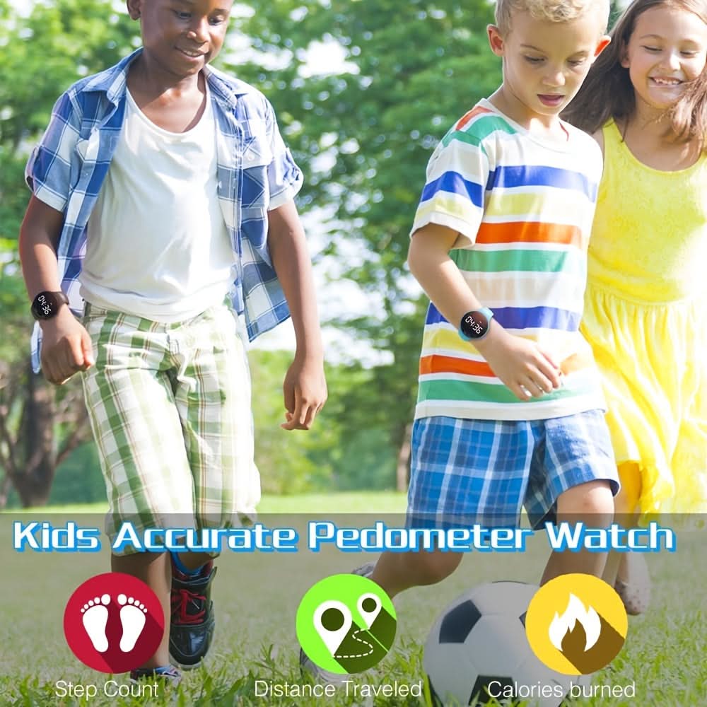 LED Digital Pedometer Fitness Watch – Kids Smart Tracker with Alarm & Stopwatch
