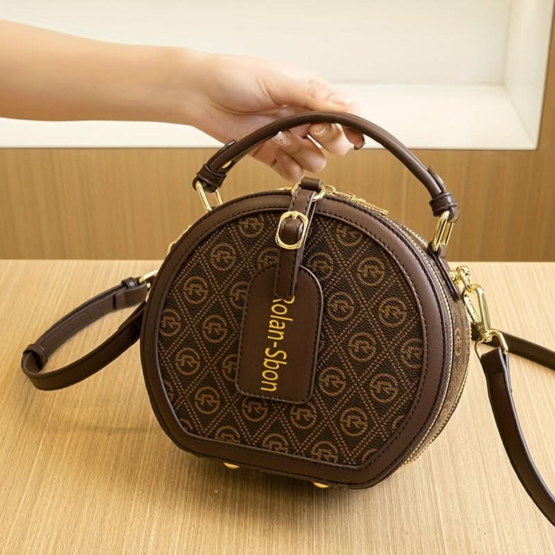Chic Round Geometric Print Crossbody Satchel