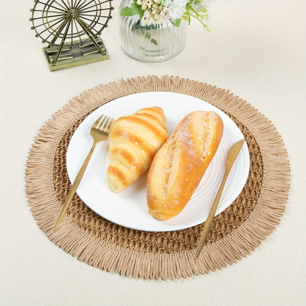 4pcs Rustic Chic Jute Placemats with Fringe