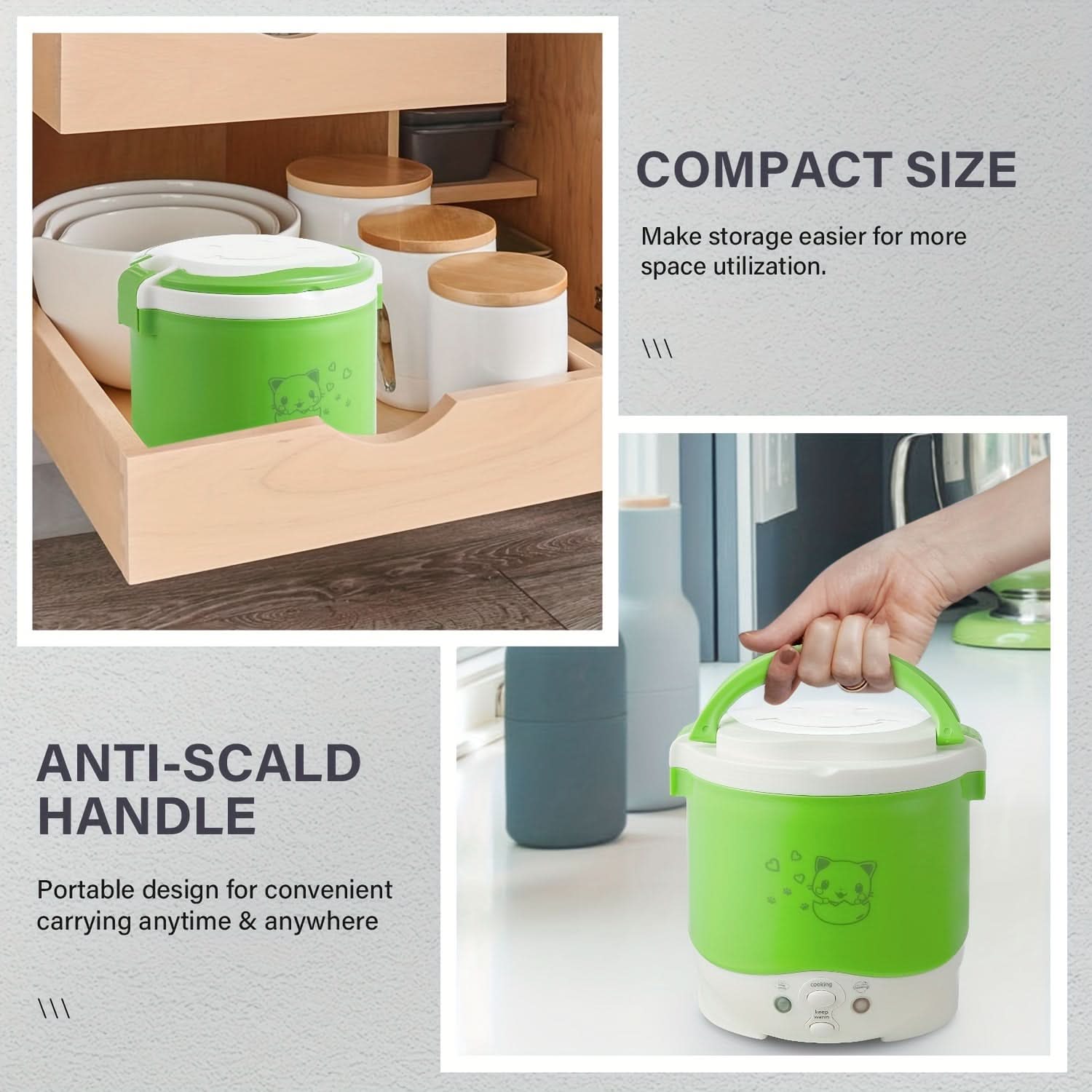 12V Portable Car Rice Cooker – Mini Travel Rice Cooker with Keep Warm Function