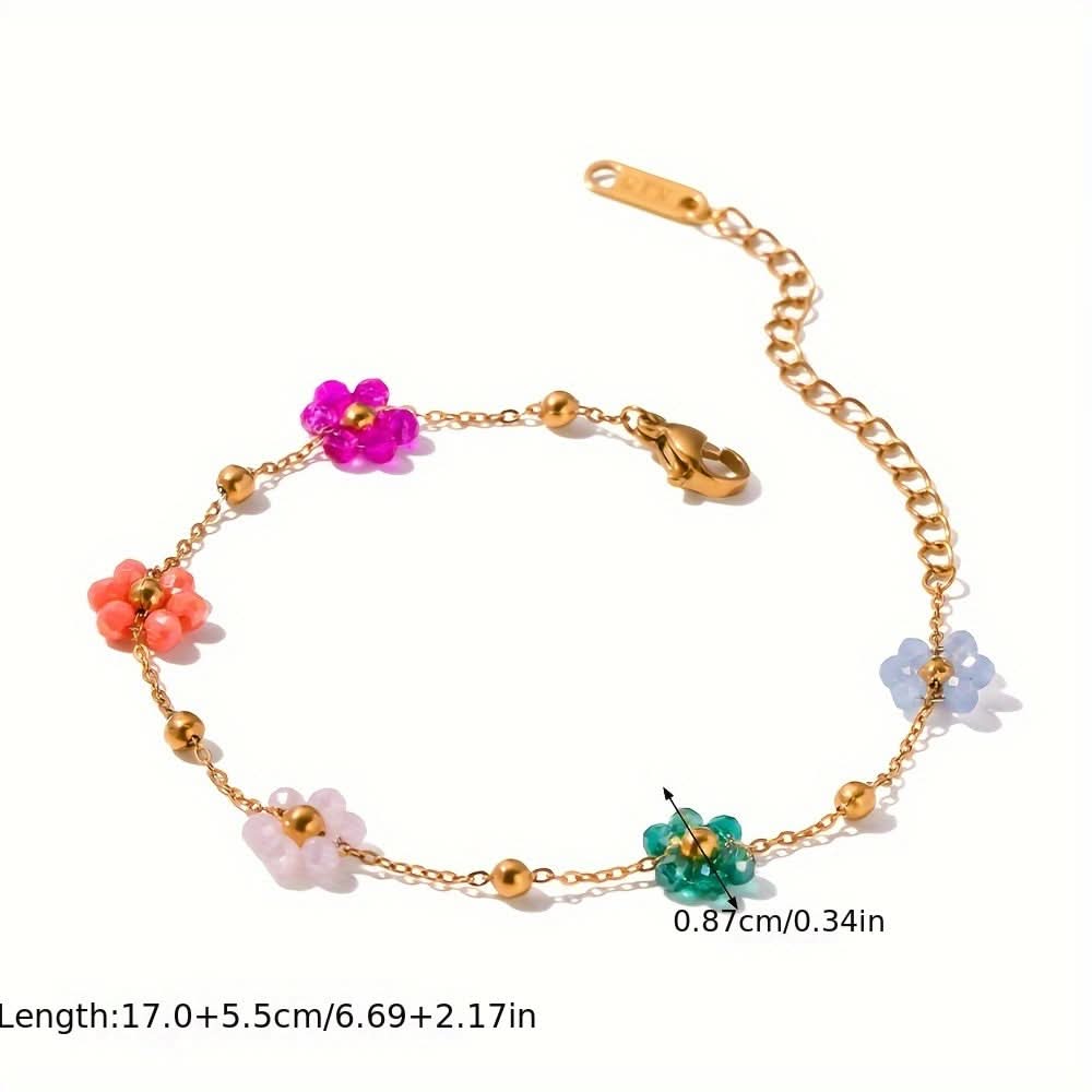 Boho Floral Chain Bracelet for Women