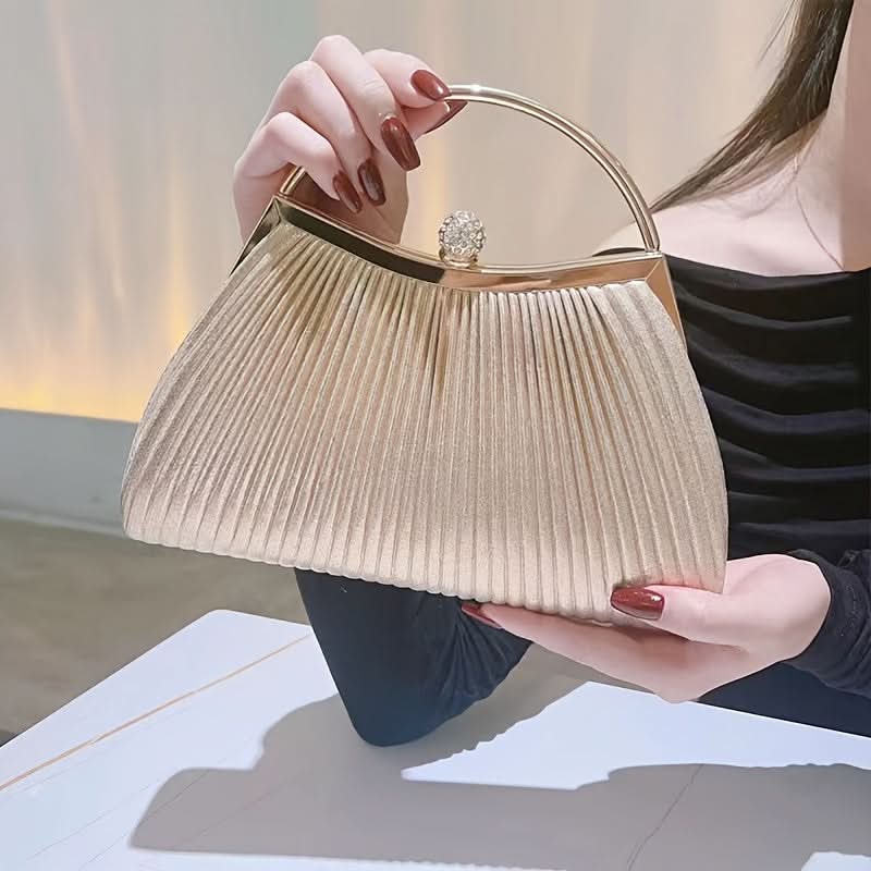 Vintage Striped Faux Leather Clutch – Glitter, Removable Strap