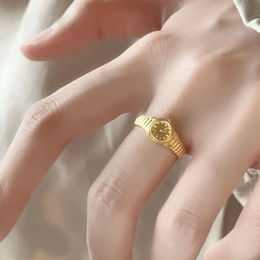 Boho Elegant Cuff Watch Ring, Adjustable