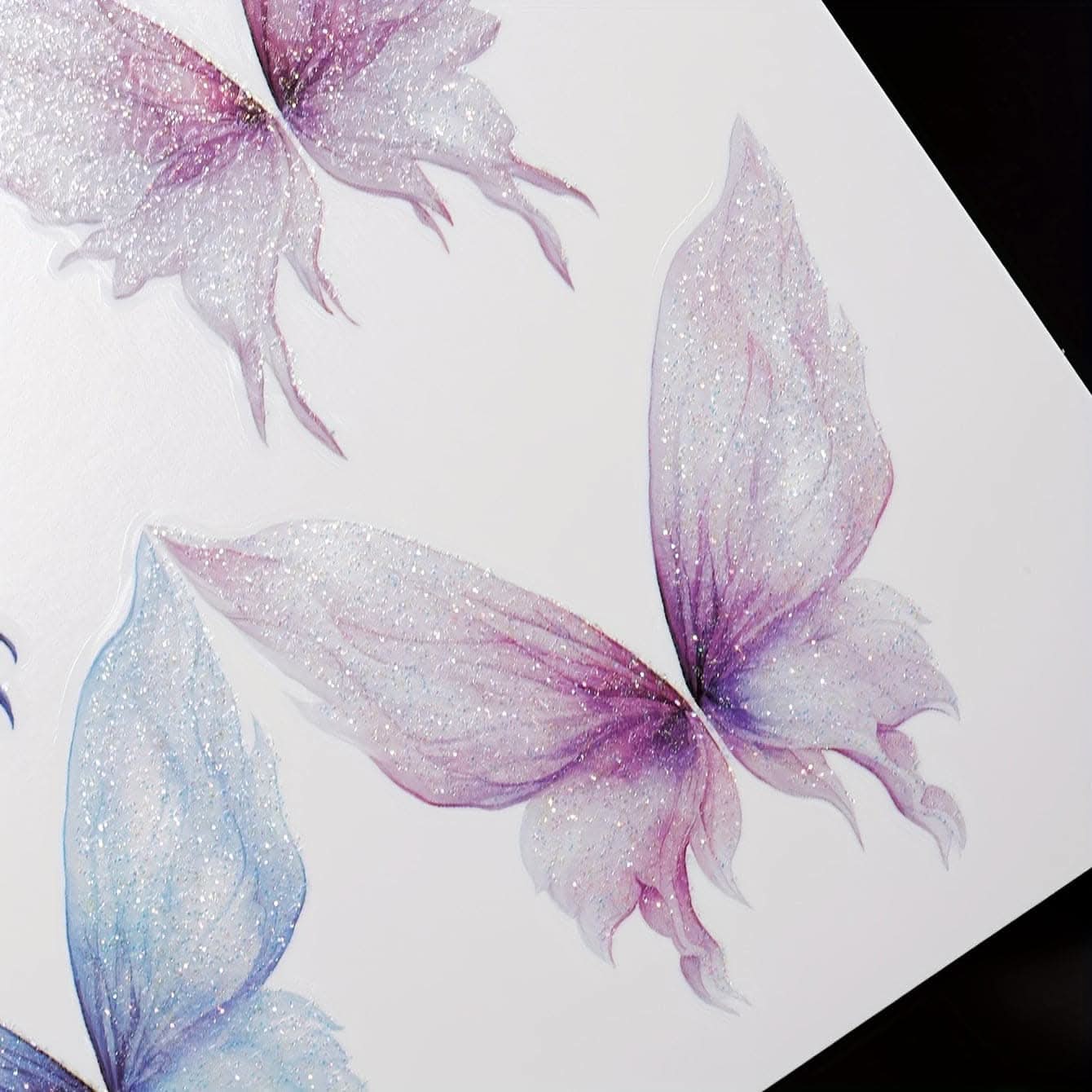 3pc Purple Butterfly Glitter Tattoo Stickers –  3D Diamond Face Decoration Set