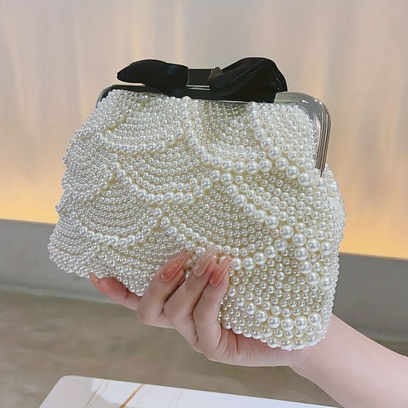 Mini Pearl Beaded Clutch Bag for Women