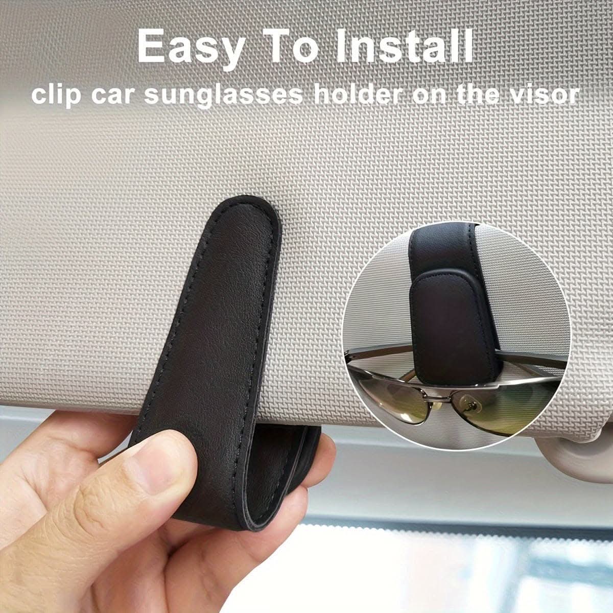 Magnetic PU Leather Car Sun Visor Glasses Holder – Secure