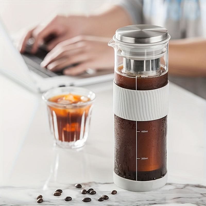 Portable Cold Brew Coffee Maker – 27oz Glass Tea Infuser