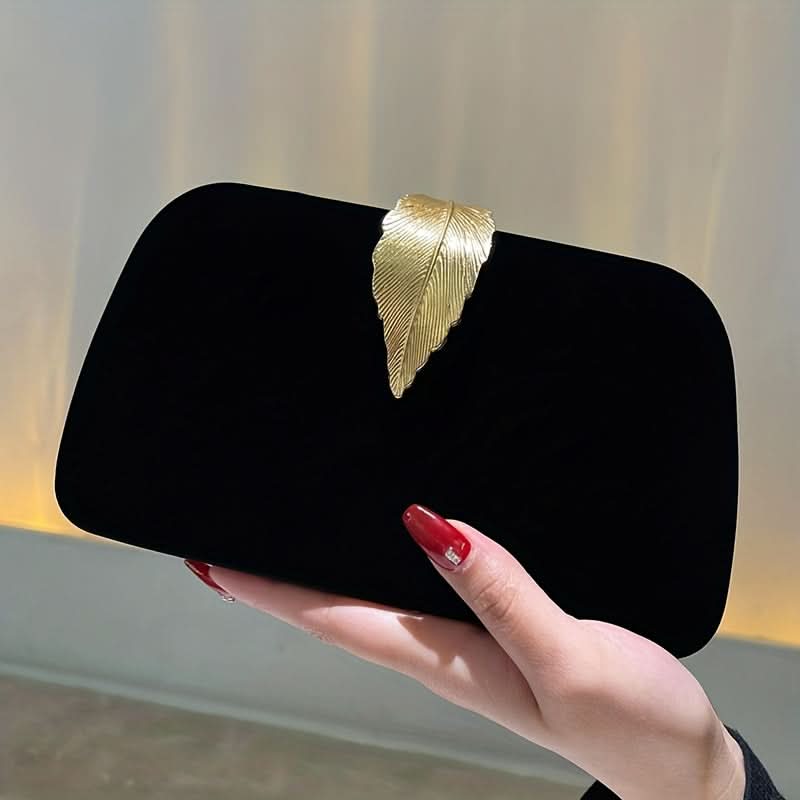 White Leaf Decor Faux Leather Clutch Bag