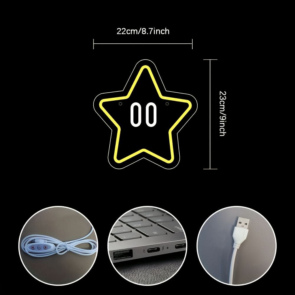 Star-Shaped LED Neon Wall Light, USB Powered