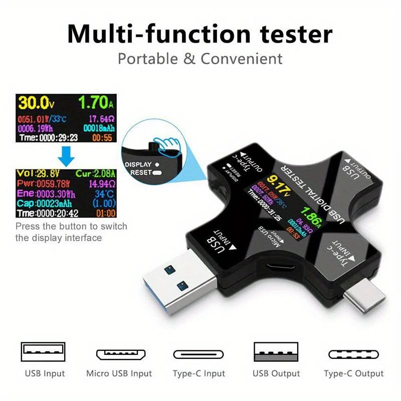 USB Type-C Digital Voltmeter Tester