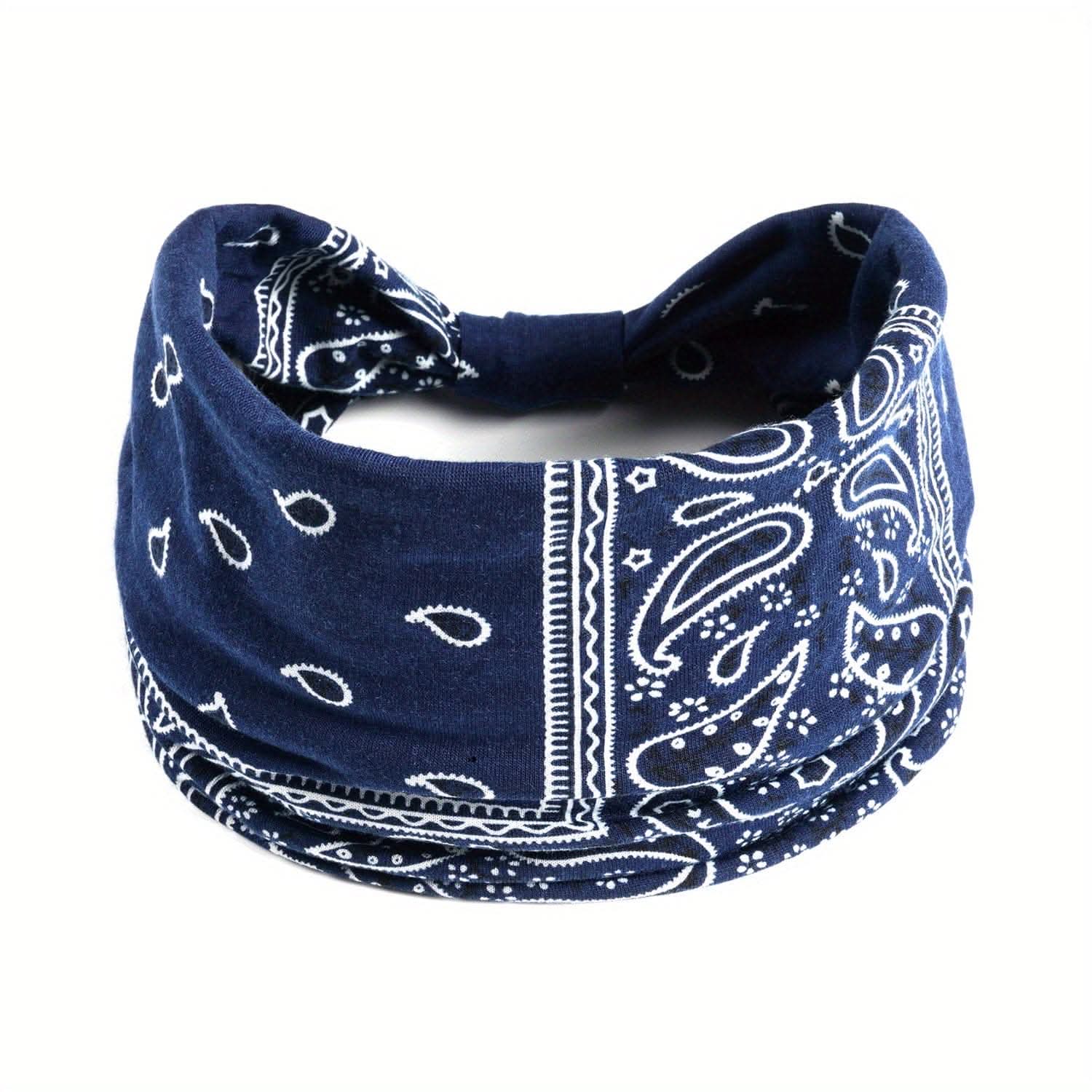 Stylish Boho Turban Headband – Soft Stretchy Paisley Pattern with Knotted Design