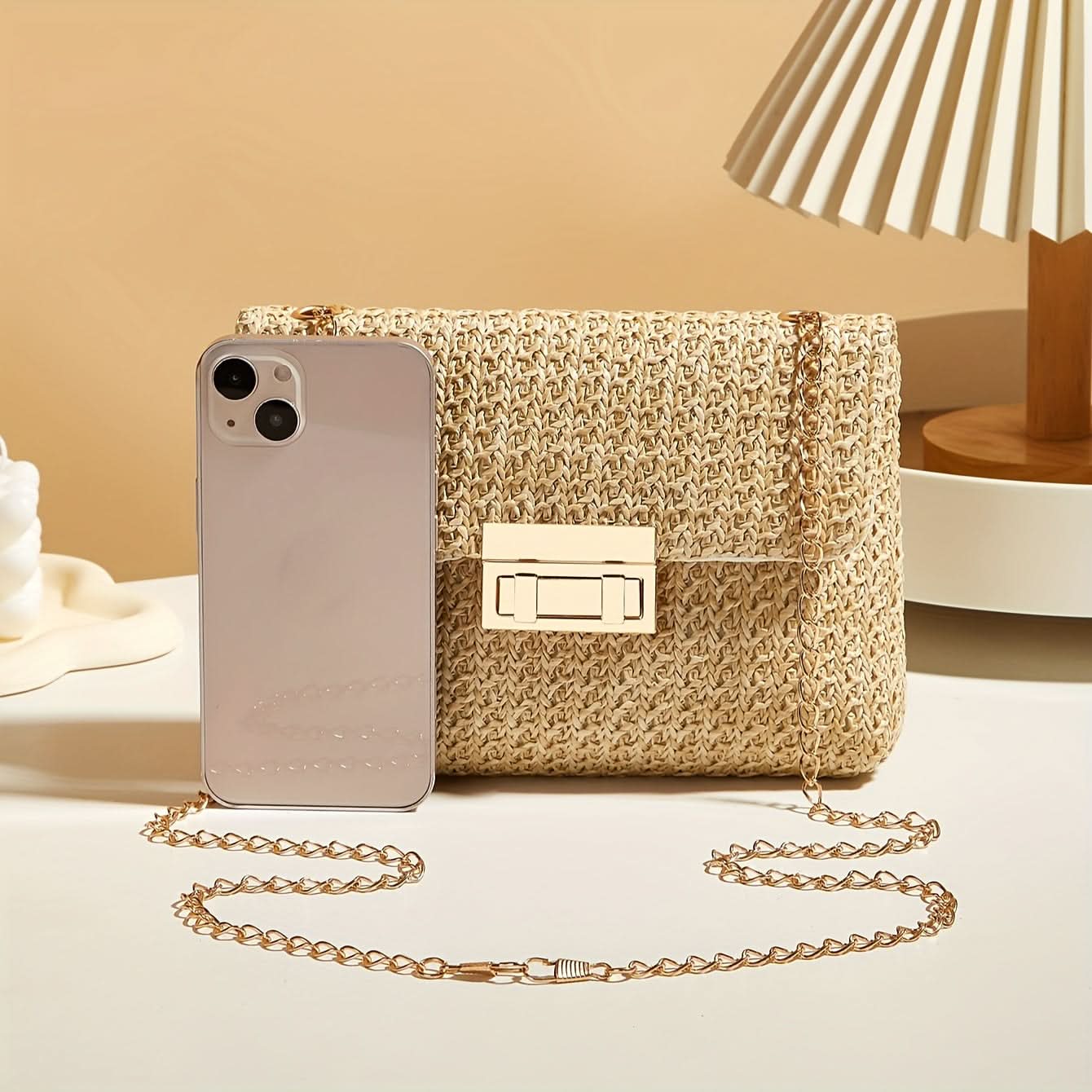Chic Women's Straw Crossbody Bag with Detachable Strap