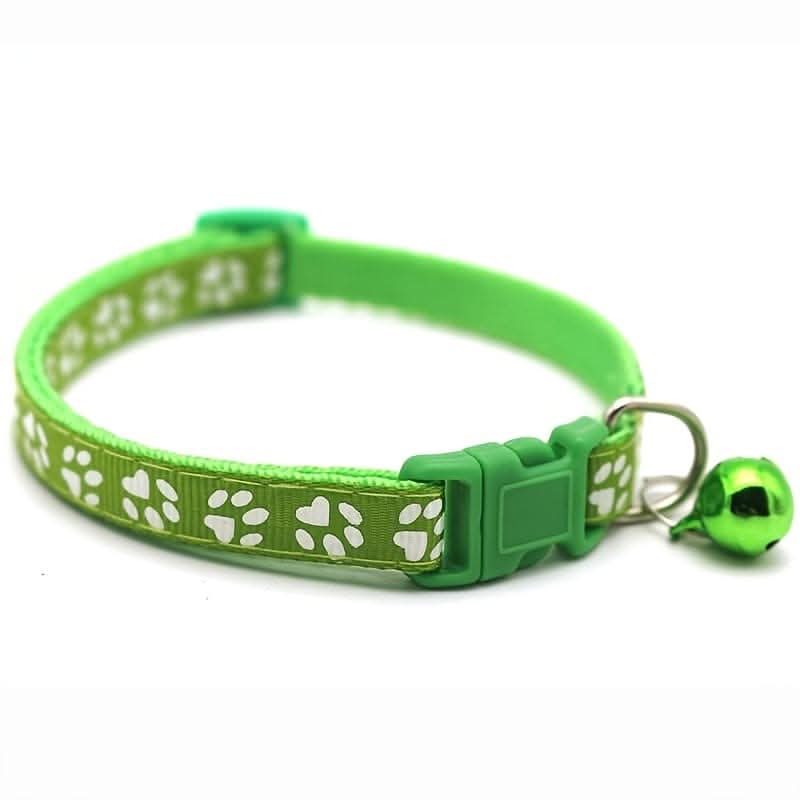 Adjustable Bell Collar with Paw Print Design